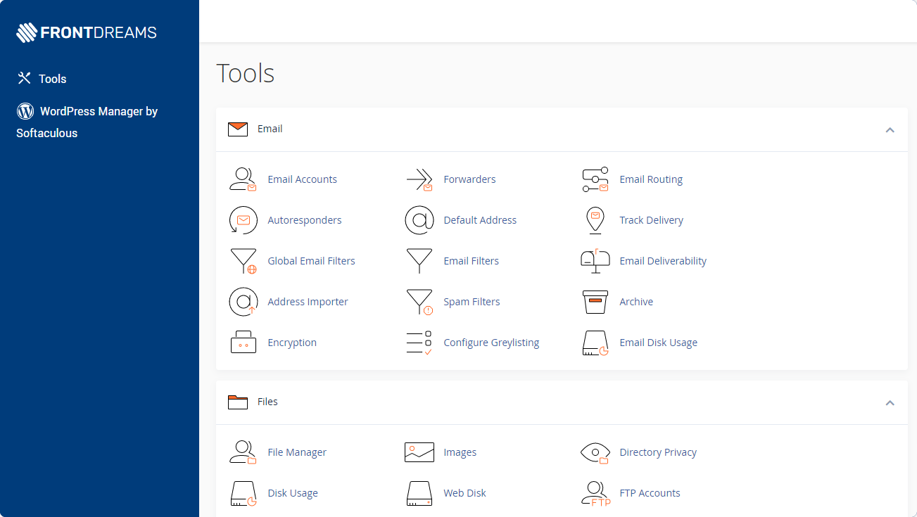 Frontdreams Web Hosting Cpanel